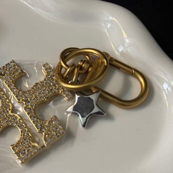 Tory Burch Kira Pave Crystal Logo Keychain Bag Charm with Star Charm - Picture 4 of 7